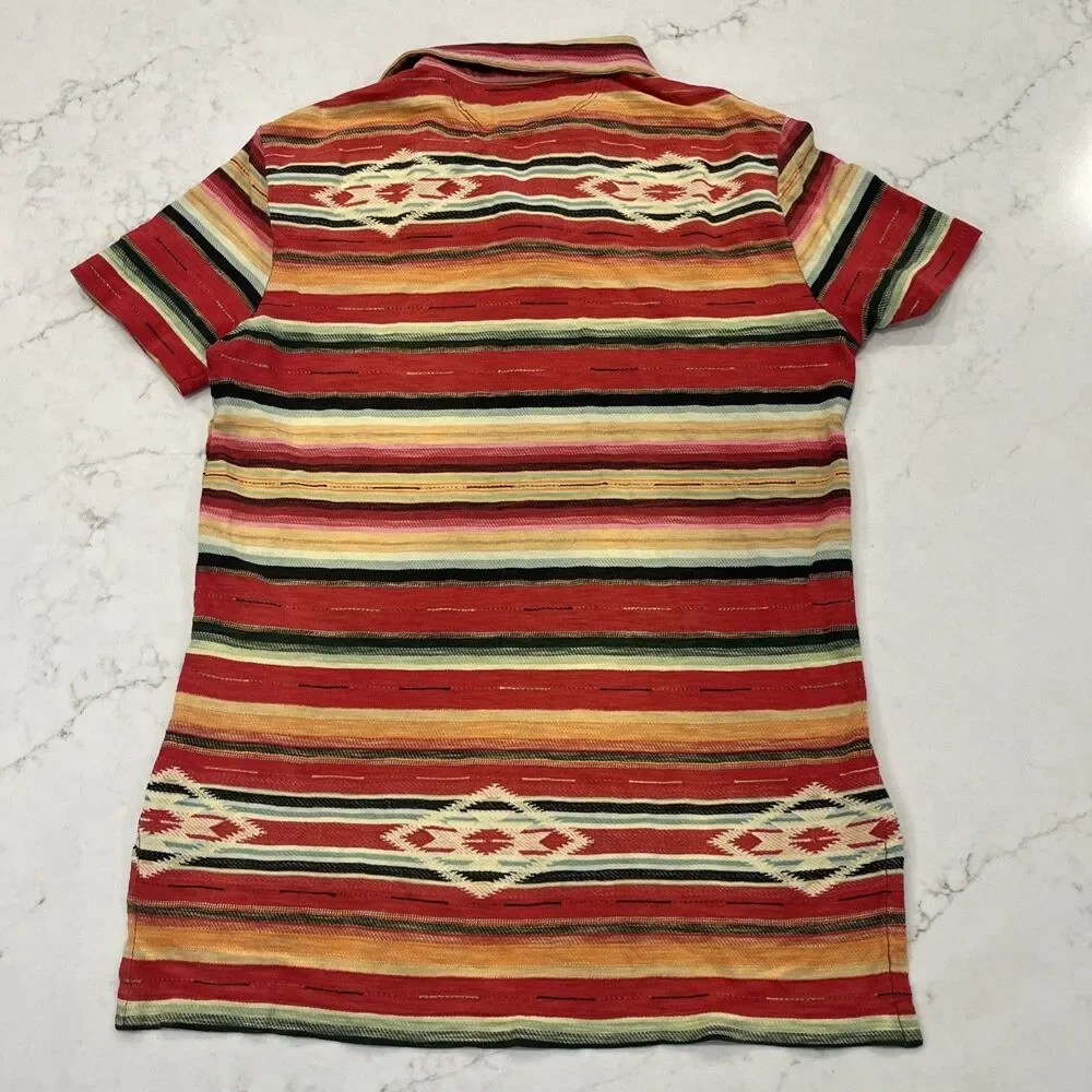 Polo Ralph Lauren Vintage Sz S Custom Fit Short Slv Shirt Southwest Aztec Stripe